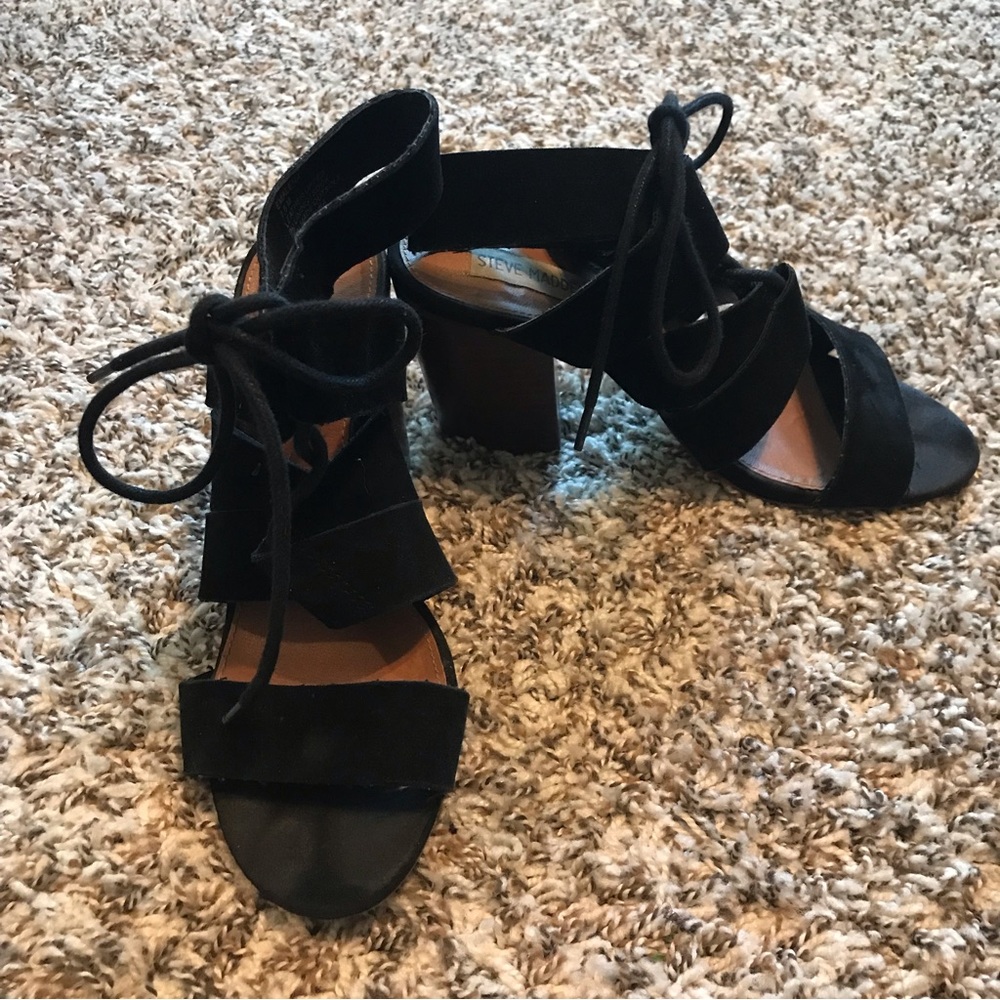 3/$20 Steve Madden Emalena Black Suede Dress Sandal - Picture 5 of 12